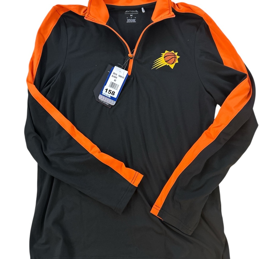 Antigua Phoenix Suns NBA Mens Quarter Zip Pullover Black Orange EE9162 Size M